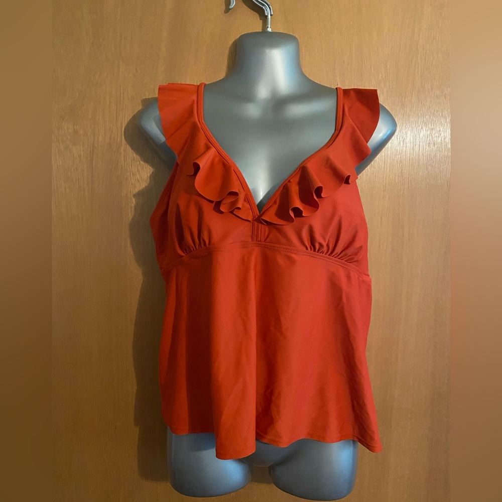 ❤️Orange Swim top with ruffle straps